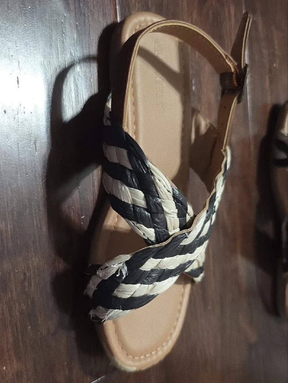 Old Navy Black & Cream Braided Cross-Strap Kids Sandals